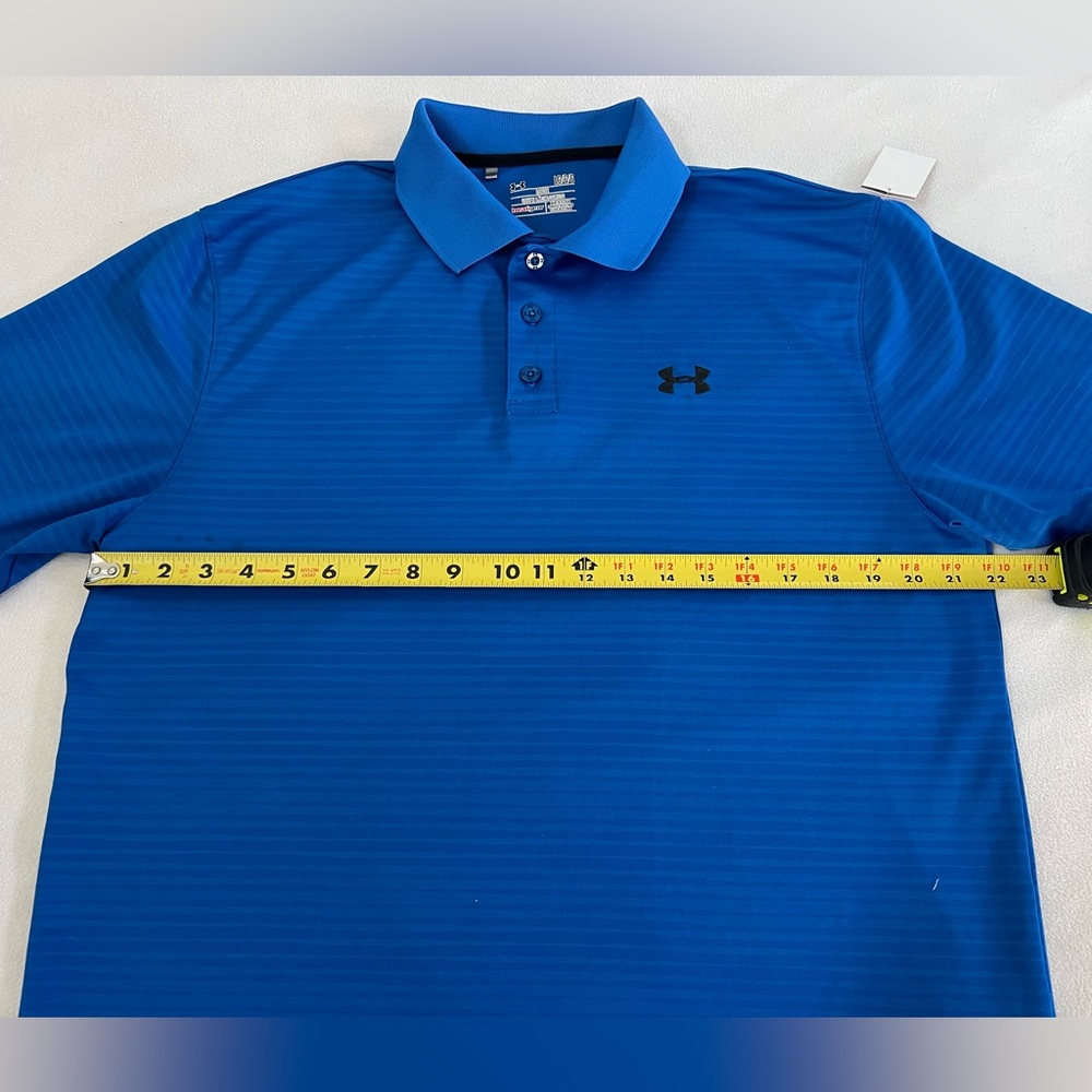 🔥UNDER ARMOUR MEN'S STRIPED POLO STYLE #1268401-406 SHORT SLEEVE BLUE LARGE - Picture 12 of 15